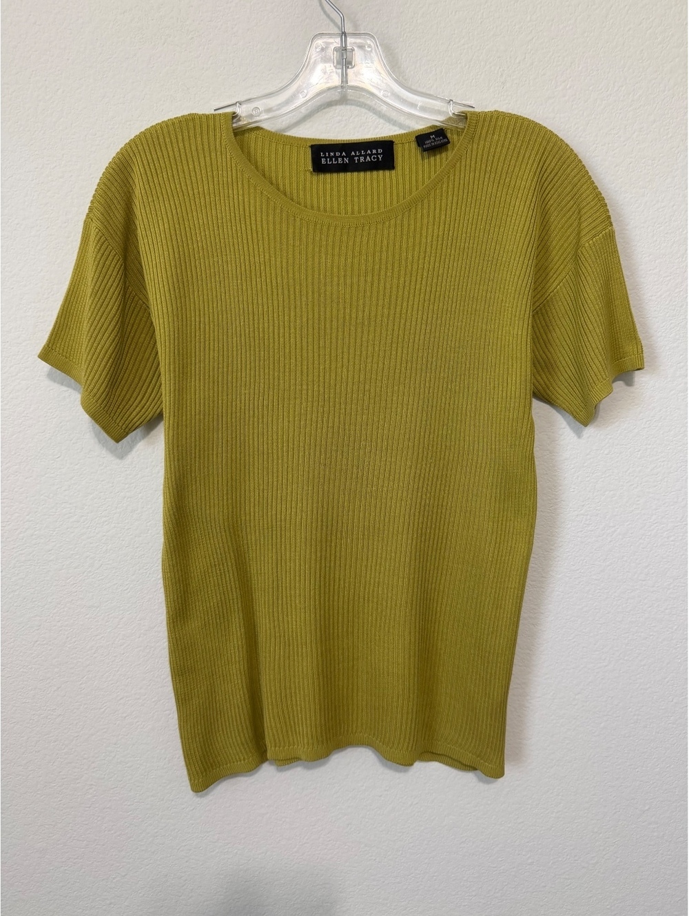 Linda Allard Ellen Tracy 100% Silk Short Sleeve Round Neck Knit T-Shirt Size M